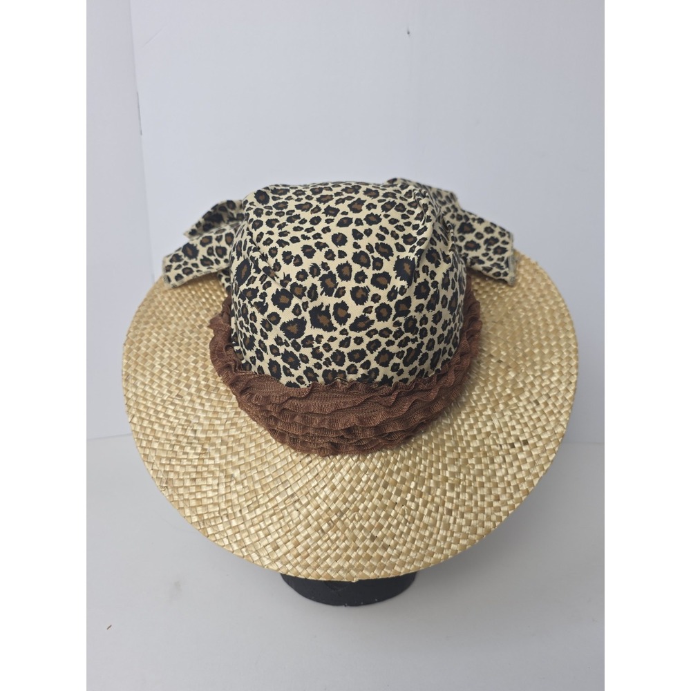 Walt‎ Disney World sun hat straw leopard bow